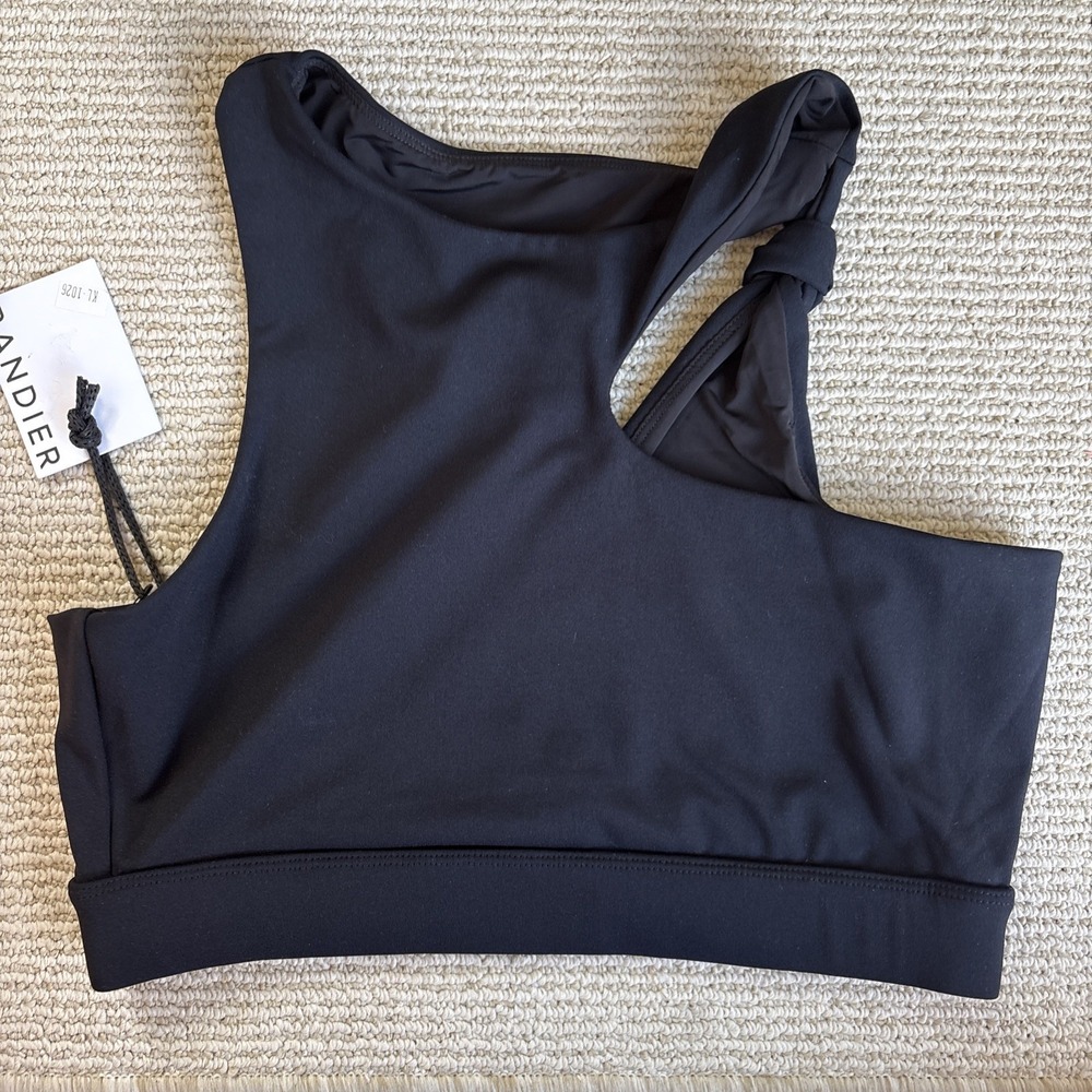 NWT Bandier Le Ore Black Nemi Asymmetric Cut Out Bra Medium $68